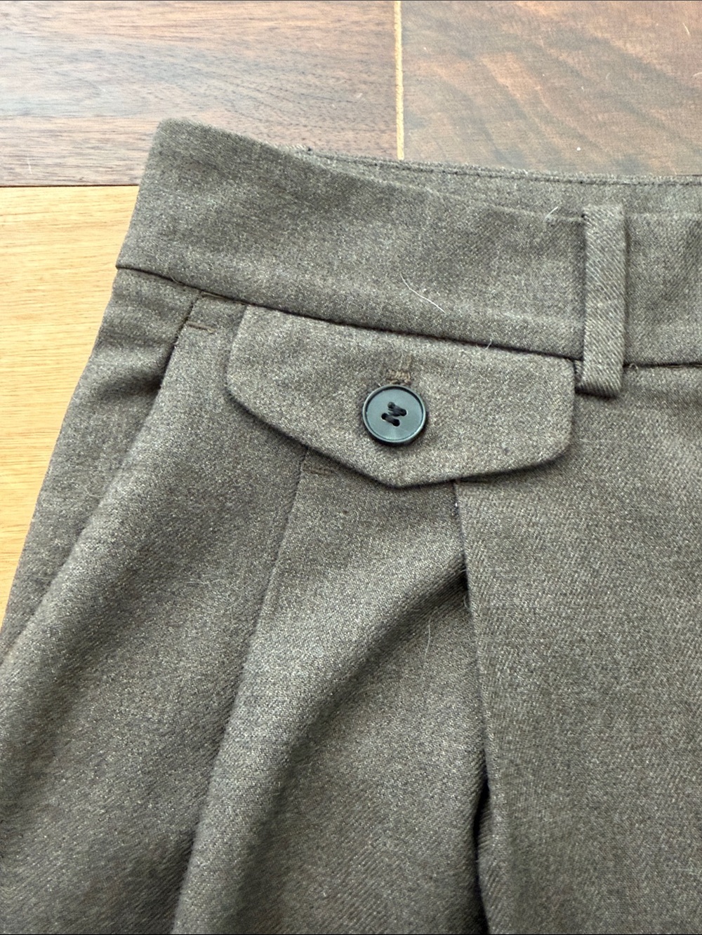 Zara Double Pleated Cropped Wide Leg Trousers in Brown - Picture 3 of 5